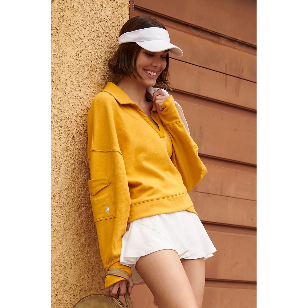 Free People Movement Overlap solid Sweatshirt, Yellow, XS, $88